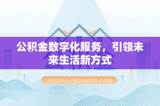 泸定公积金数字化服务，引领未来生活新方式